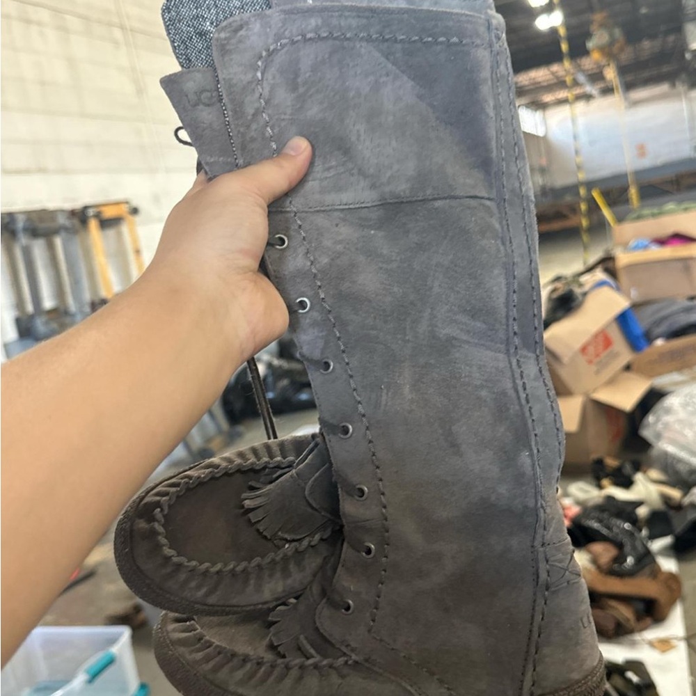 UGG Gray Lace Up Boots